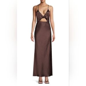 BCE + BRIDGE Brown Spaghetti Strap Backless Gown